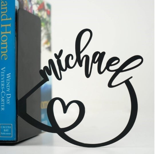 Kişiye Özel Sonsuzluk ve Kalp Temalı Metal Kitap Tutucu & Bookend