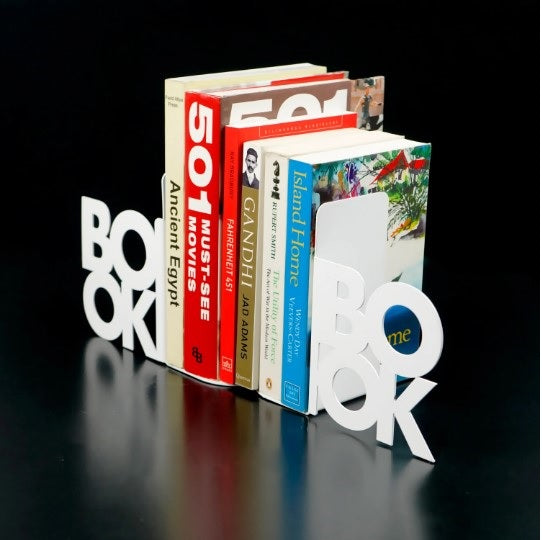 BOOK Yazılı - İki Satırlı Metal Kitap Tutucu & Bookend