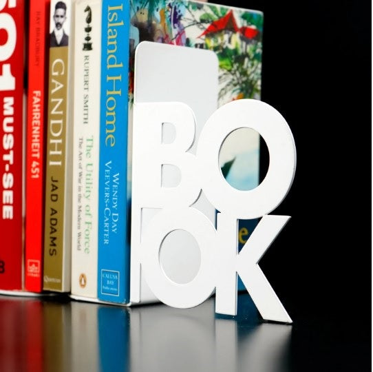 BOOK Yazılı - İki Satırlı Metal Kitap Tutucu & Bookend