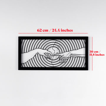 Adem'in Yaratılışı metal tablo ölçü görseli: genişlik 62 cm, yükseklik 30 cm