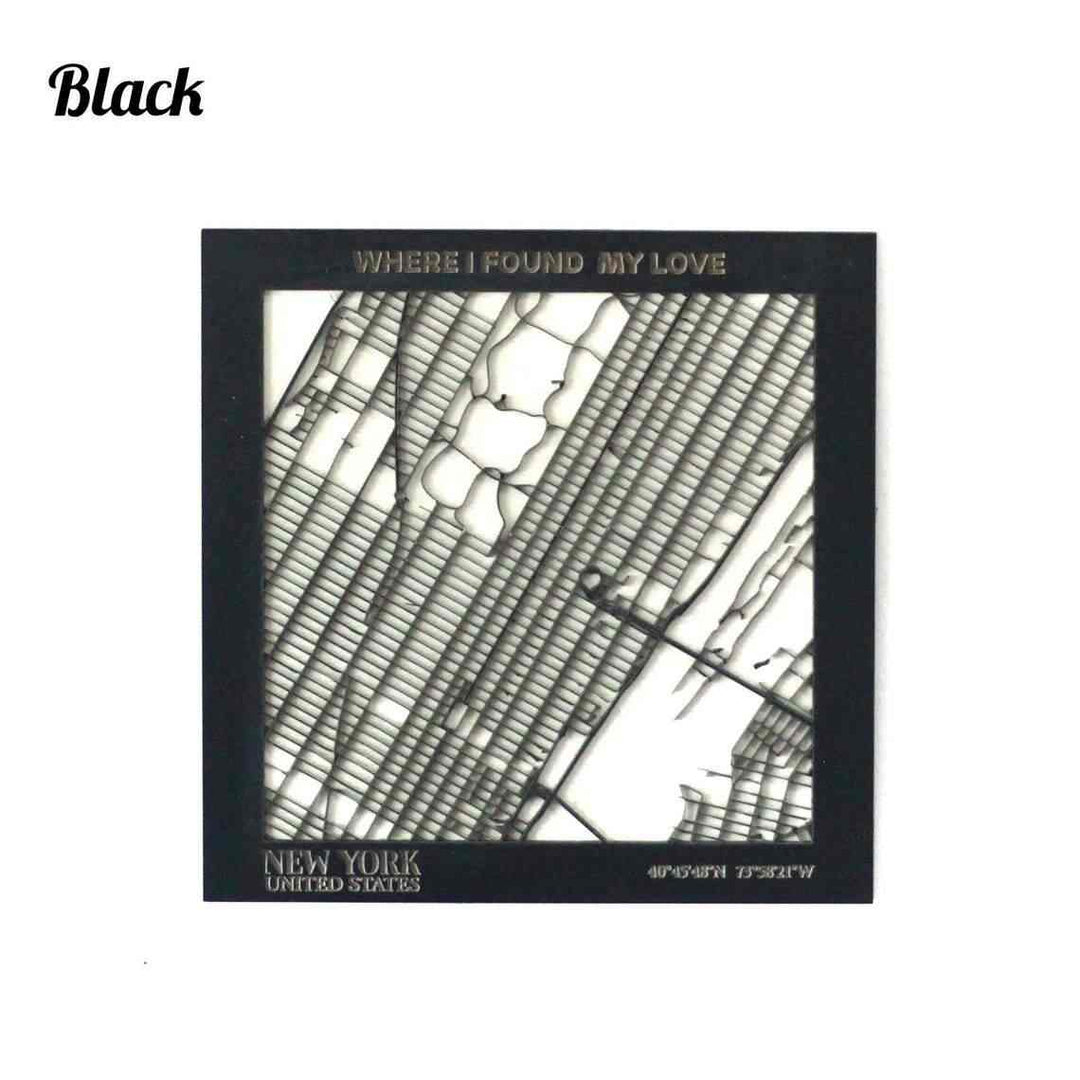 Kişiselleştirilmiş Sokak Haritası - İki Katmanlı - Kare - ColorfullWorlds