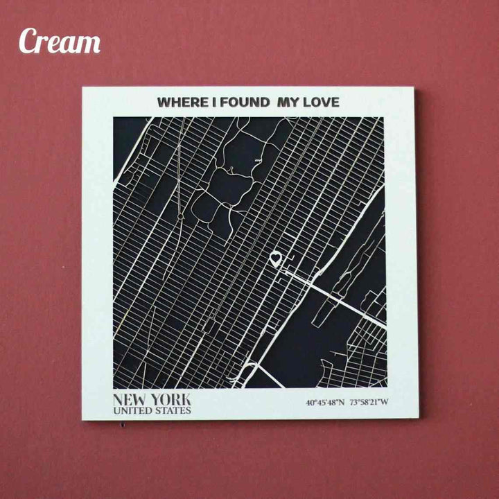 Kişiselleştirilmiş Sokak Haritası - İki Katmanlı - Kare - ColorfullWorlds