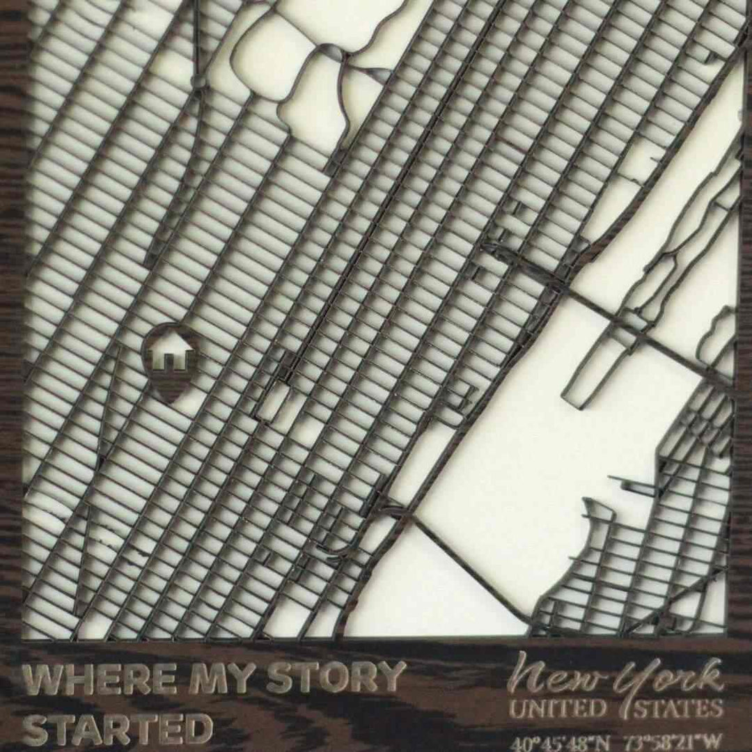 Kişiselleştirilmiş Sokak Haritası - İki Katmanlı - Dikdörtgen - ColorfullWorlds