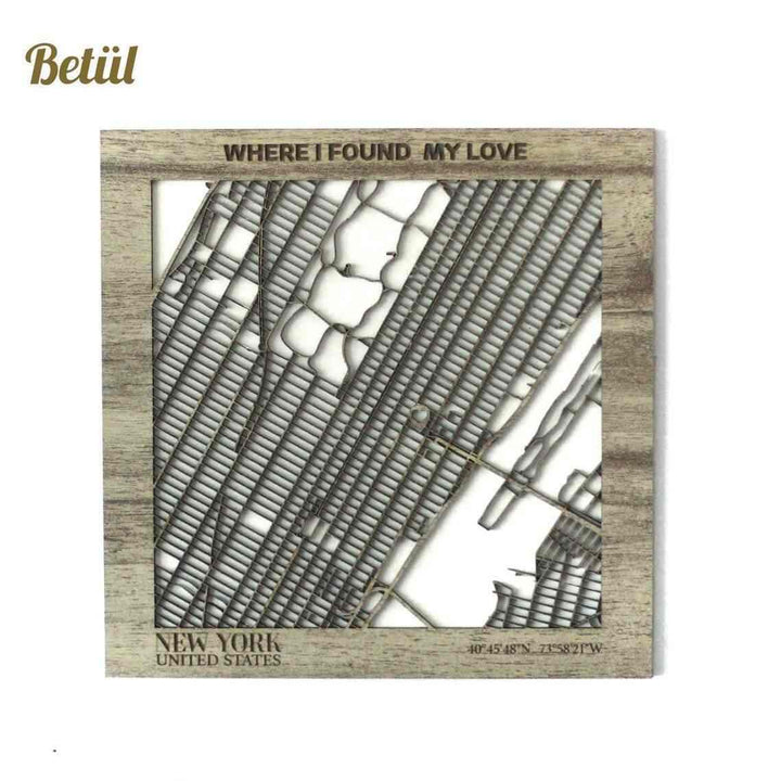 Kişiselleştirilmiş Sokak Haritası - İki Katmanlı - Kare - ColorfullWorlds