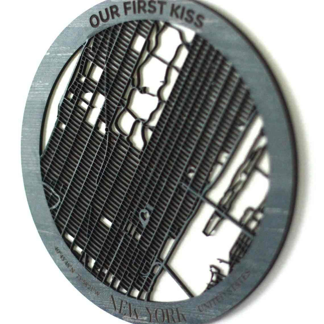 Kişiselleştirilmiş Sokak Haritası - İki Katmanlı - Yuvarlak - ColorfullWorlds