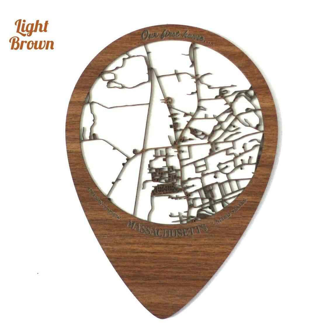 Kişiselleştirilmiş Sokak Haritası - İki Katmanlı - Pin Şekilli - ColorfullWorlds