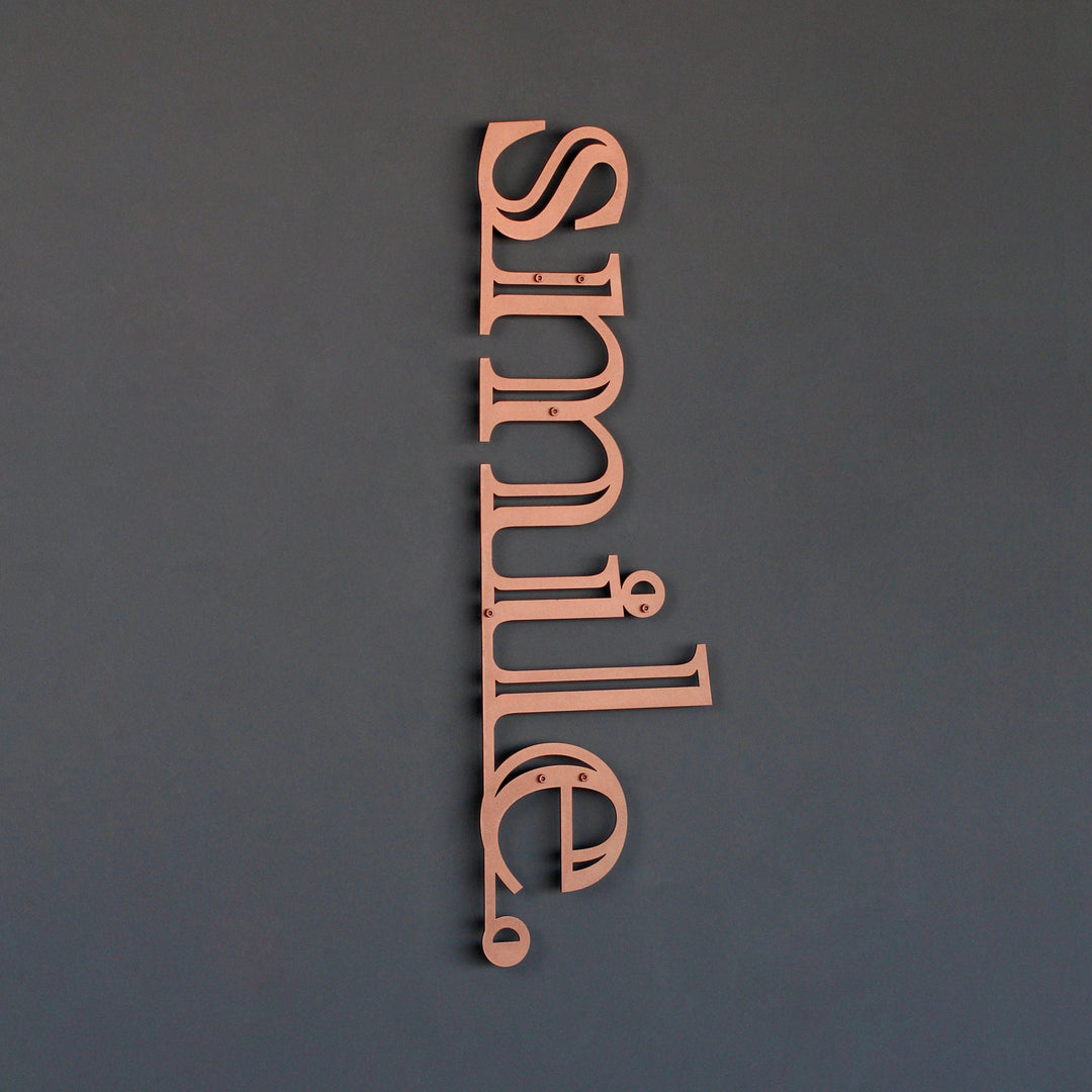 Smile Yazısı Kapı Süsü - Metal Duvar Tablosu