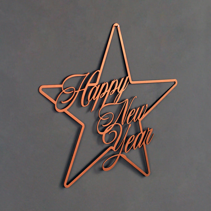 Happy New Year İşareti Metal Duvar Dekoru