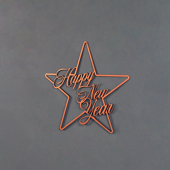 Happy New Year İşareti Metal Duvar Dekoru