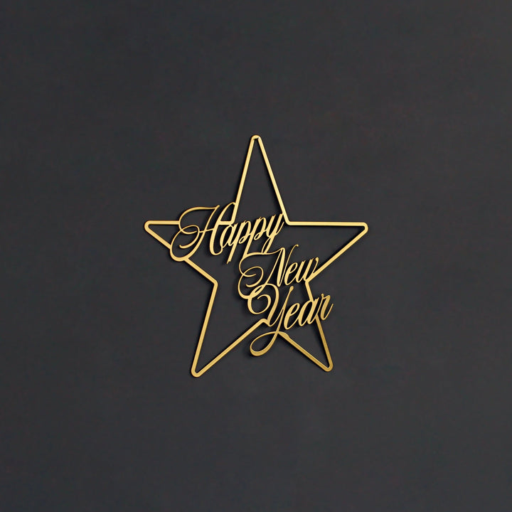 Happy New Year İşareti Metal Duvar Dekoru