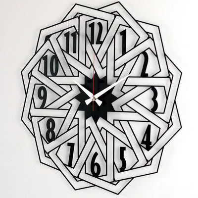 Geometrik Tasarımlı Dekoratif Metal Duvar Saati