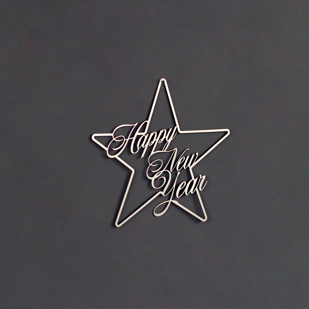 Happy New Year İşareti Metal Duvar Dekoru