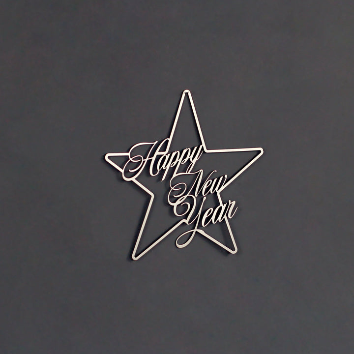 Happy New Year İşareti Metal Duvar Dekoru