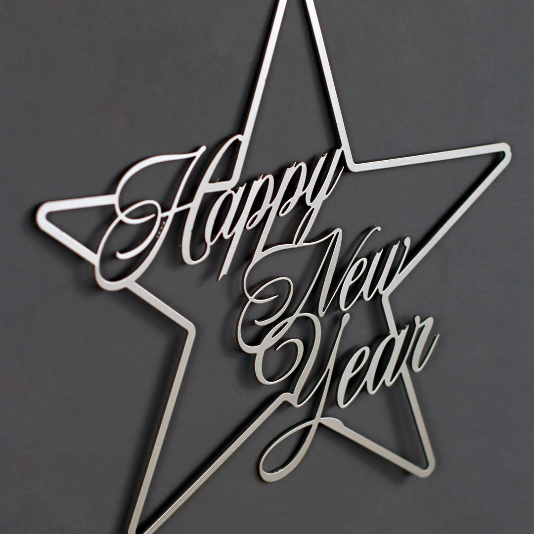 Happy New Year İşareti Metal Duvar Dekoru
