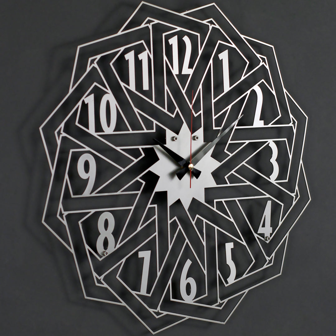 Geometrik Tasarımlı Dekoratif Metal Duvar Saati - Metal Dekor