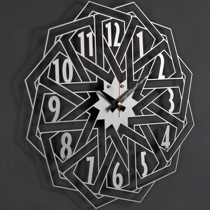 Geometrik Tasarımlı Dekoratif Metal Duvar Saati - Metal Dekor