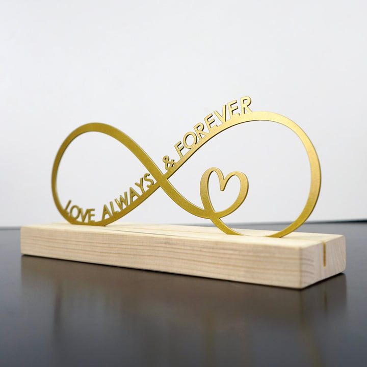 Sonsuzluk ve Küçük Kalp Love Always & Forever Metal Masa ve Raf Dekoru