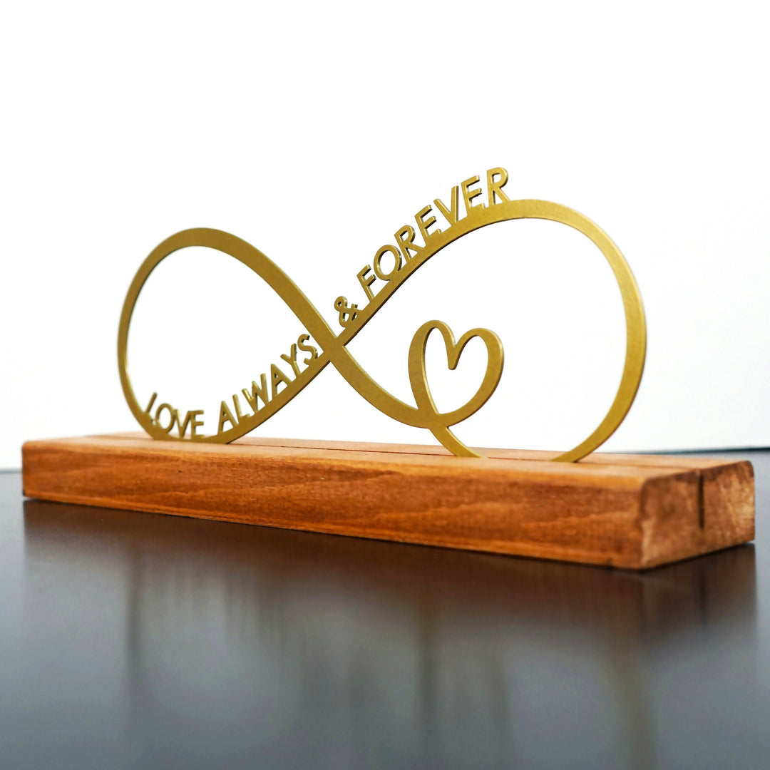 Sonsuzluk ve Küçük Kalp Love Always & Forever Metal Masa ve Raf Dekoru