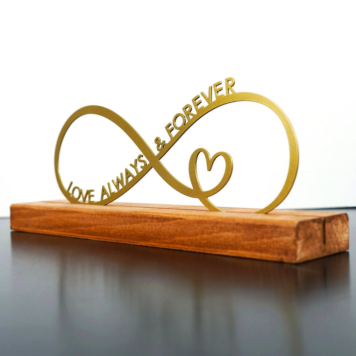 Sonsuzluk ve Küçük Kalp Love Always & Forever Metal Masa ve Raf Dekoru