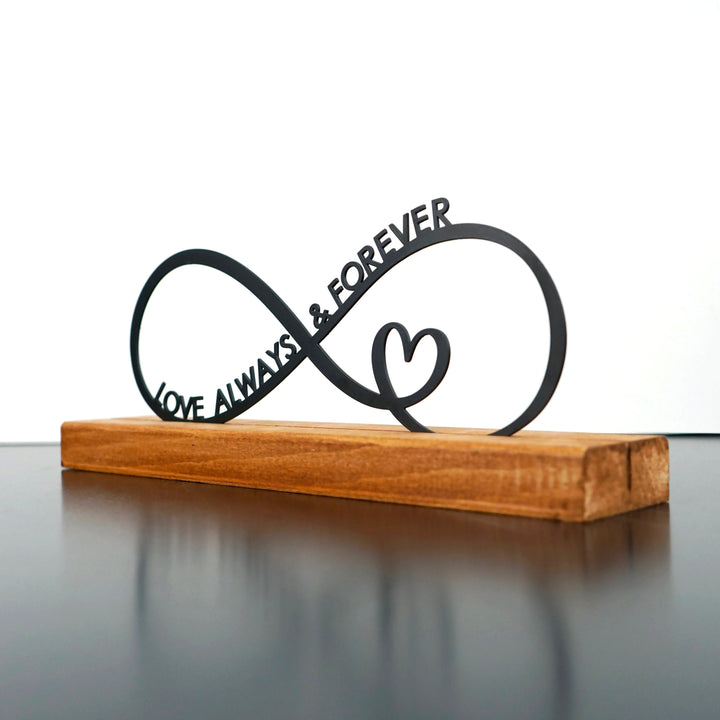 Sonsuzluk ve Küçük Kalp Love Always & Forever Metal Masa ve Raf Dekoru