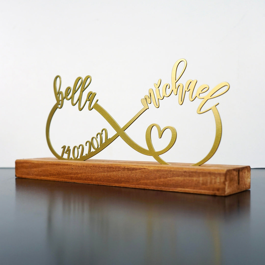 Kişiye Özel "Infinity and Small Heart" Metal Masa ve Raf Dekoru
