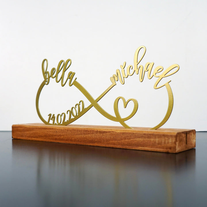 Kişiye Özel "Infinity and Small Heart" Metal Masa ve Raf Dekoru