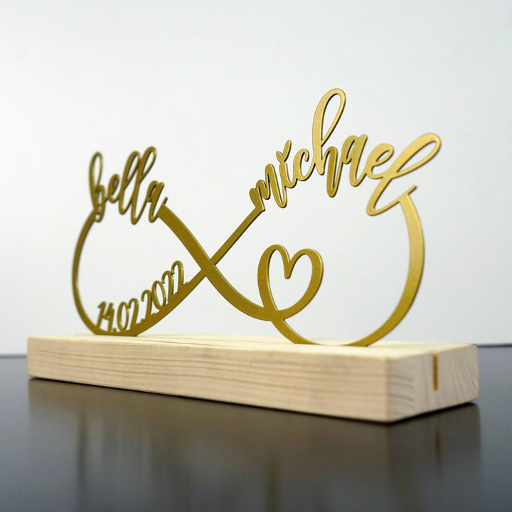 Kişiye Özel "Infinity and Small Heart" Metal Masa ve Raf Dekoru