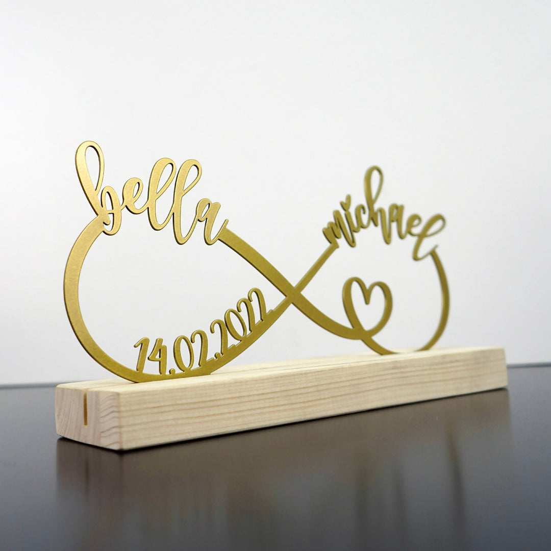 Kişiye Özel "Infinity and Small Heart" Metal Masa ve Raf Dekoru