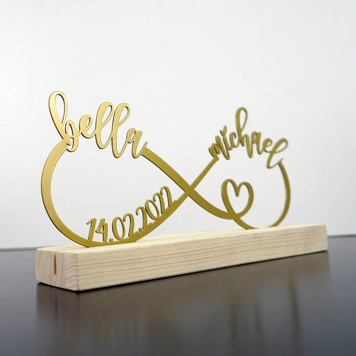 Kişiye Özel "Infinity and Small Heart" Metal Masa ve Raf Dekoru