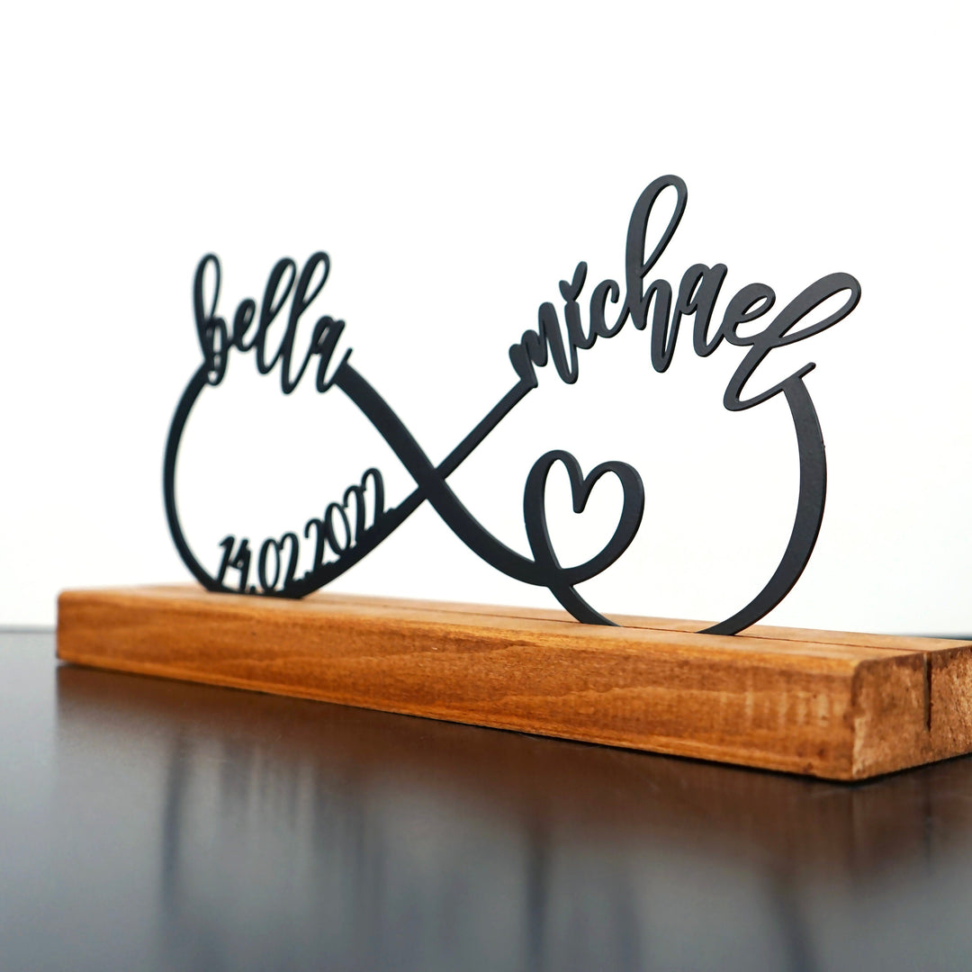 Kişiye Özel "Infinity and Small Heart" Metal Masa ve Raf Dekoru