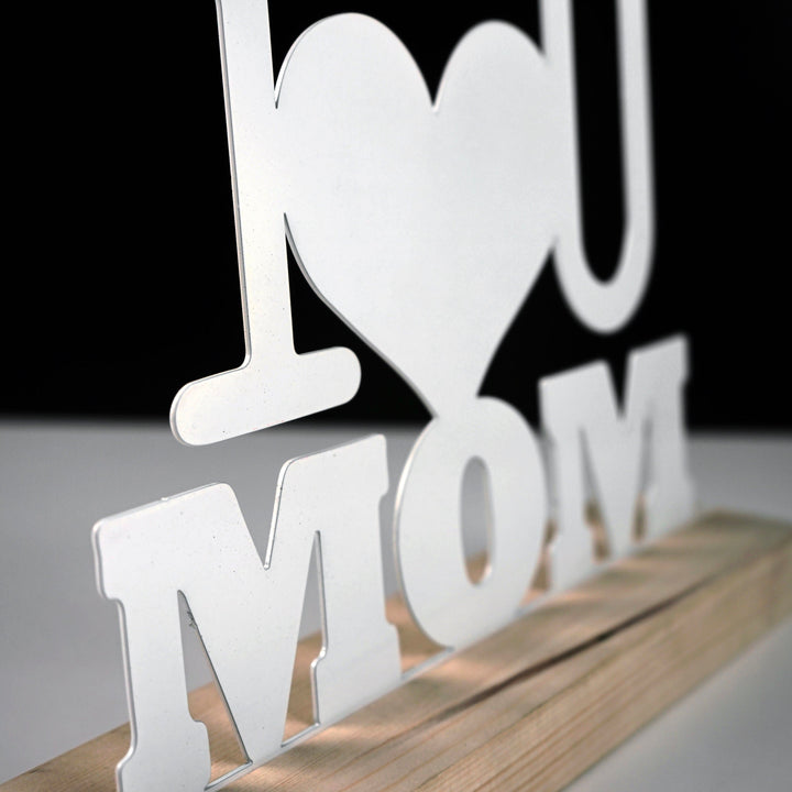 I Love You Mom Metal Masa ve Raf Dekoru