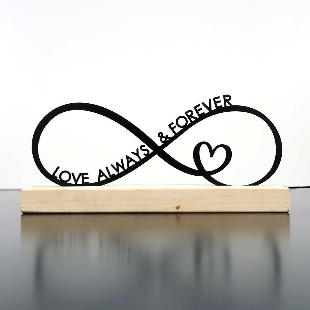 Sonsuzluk ve Küçük Kalp Love Always & Forever Metal Masa ve Raf Dekoru