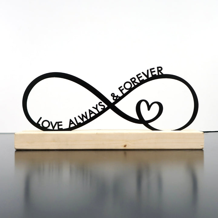 Sonsuzluk ve Küçük Kalp Love Always & Forever Metal Masa ve Raf Dekoru