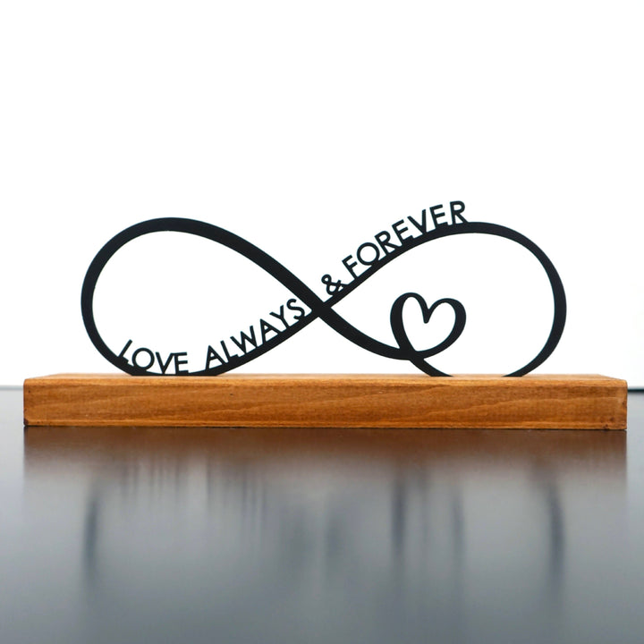 Sonsuzluk ve Küçük Kalp Love Always & Forever Metal Masa ve Raf Dekoru